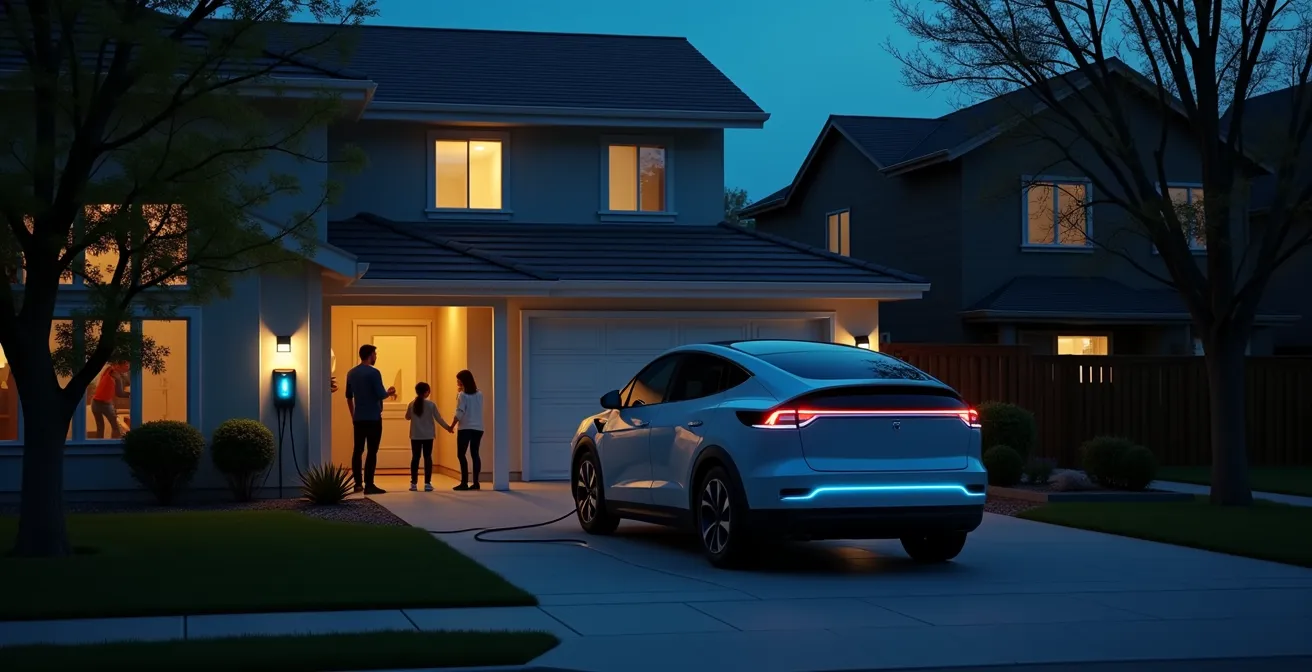 Electric vehicle connected to home electrical system during power outage