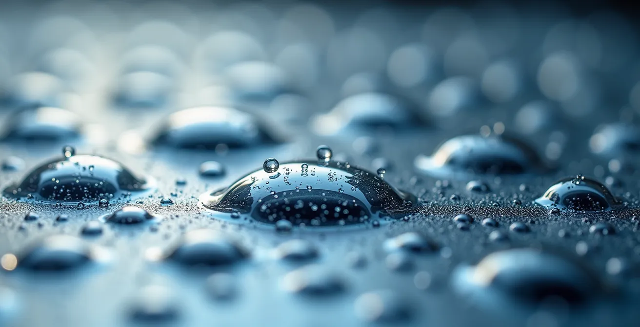 Close-up of water condensation and recovery system in hydrogen production